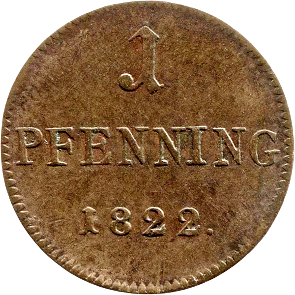 1 Pfennig Frankfurt Judenpfennig 1822