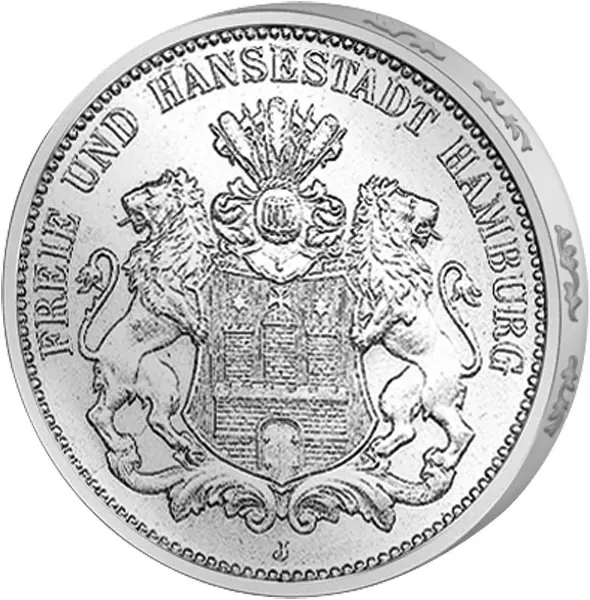 5 Mark Hamburg Stadtwappen 1875-1888 5 Mark Hamburg Stadtwappen 1875-1888