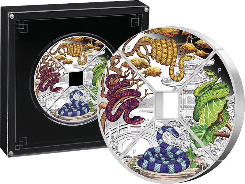 4 x 1 Dollar Tuvalu Lunar Year of the Snake Quadrant 2025