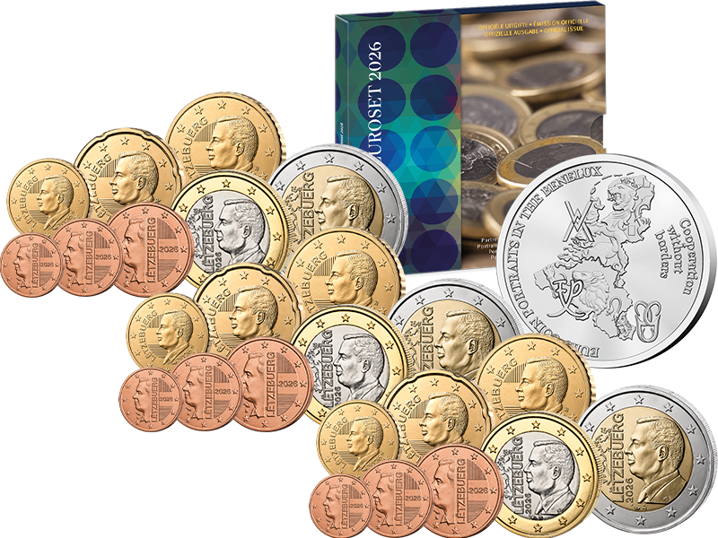 3 x Euro-Kursmünzensätze BeNeLux 2026 inkl. Silber-Gedenkprägung
