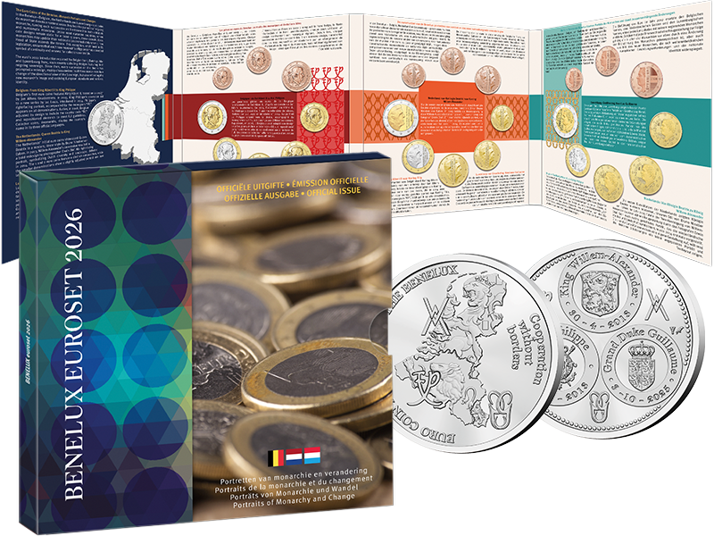 3 x Euro-Kursmünzensätze BeNeLux 2026 inkl. Silber-Gedenkprägung