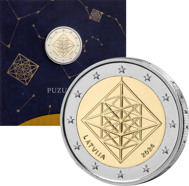 2 Euro Lettland Himmeli-Puzuris in offizieller Coincard 2024