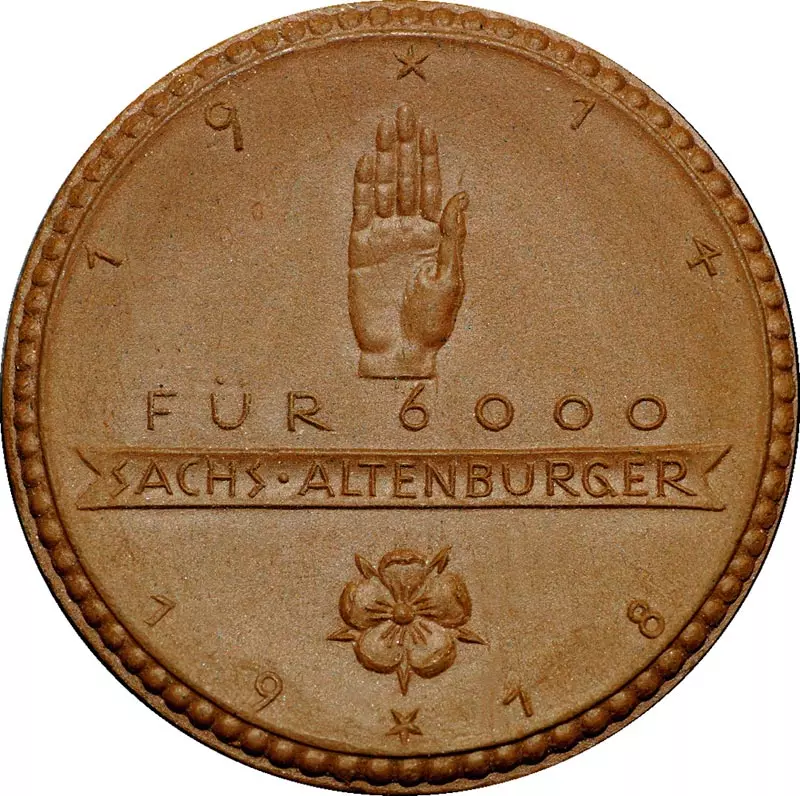 Porzellanmedaille Leuchtenburg (Thüringen) Kriegergedenkstätte Sachsen-Altenburger 1922