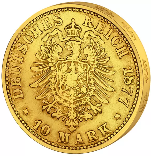 10 Mark Sachsen König Albert kleiner Reichsadler 1874-1888 10 Mark Sachsen König Albert kleiner Reichsadler 1874-1888