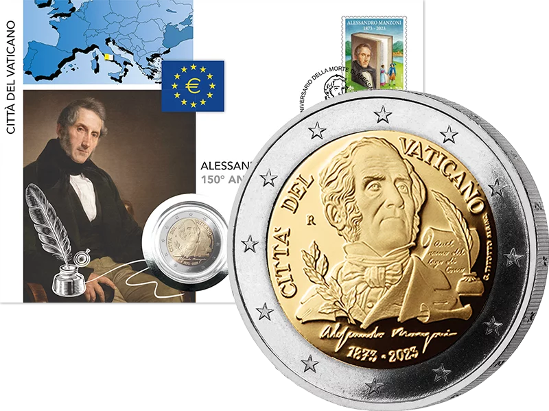 2 Euro Numisbrief Vatikan 150. Todestag Alessandro Manzoni 2023