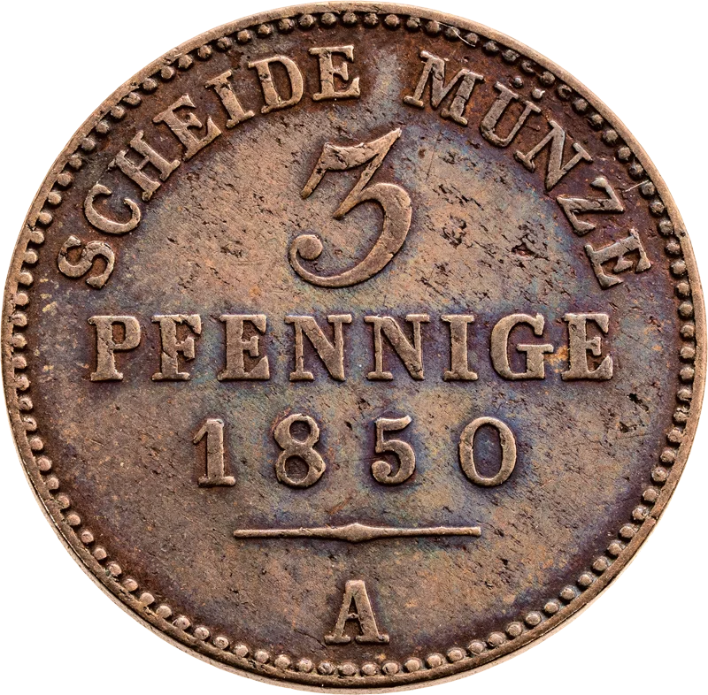 3 Pfennig Reuß Fürst Heinrich LXII. 1850