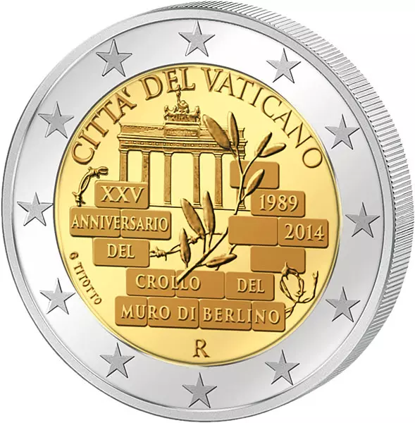 2 Euro Vatikan 25 Jahre Mauerfall 2014 Prägefrisch inkl. Blister