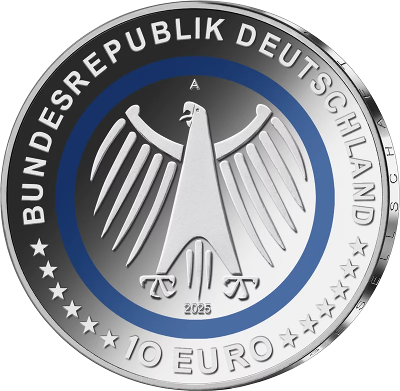 10 Euro BRD Technisches Hilfswerk mit Farb-Applikation