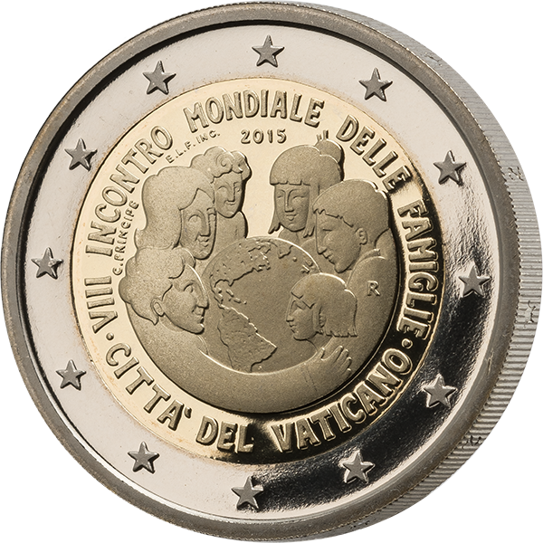 Vorderseite 2 Euro Vatikan Ersttagsedition Weltfamilientreffen 2015