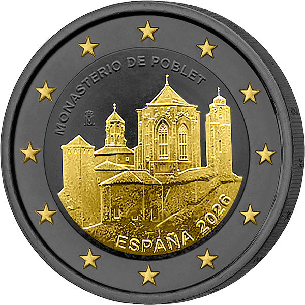 2 Euro Spanien UNESCO Kloster Poblet 2026 Golden Enigma Edition