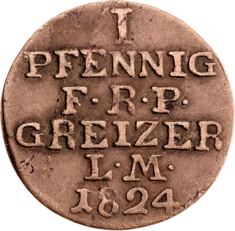 1 Pfennig  Reuß Fürst Heinrich XIX 1817 und 1819 - 1832