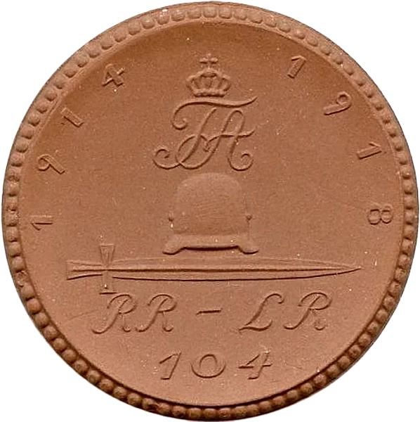 Porzellanmedaille Chemnitz auf die Gefallenen des 5. Sächsischen Infanterie-Regiments 104