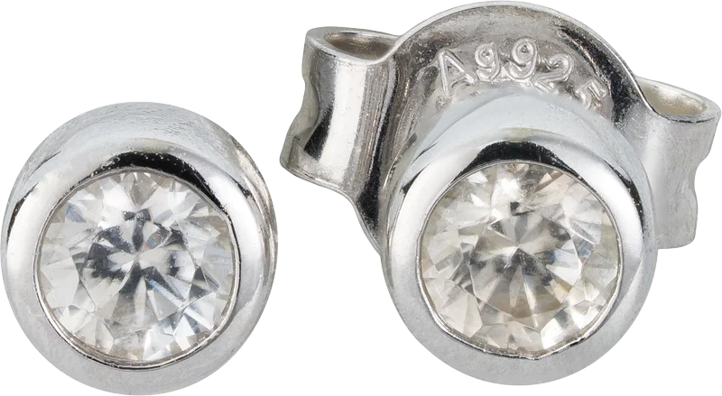 Ohrstecker mit weißem Zirkon-Stein