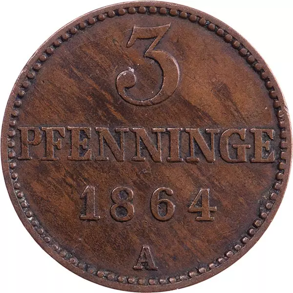 3 Pfennige Mecklenburg-Schwerin Großherzog Friedrich Franz II. 1852-1864
