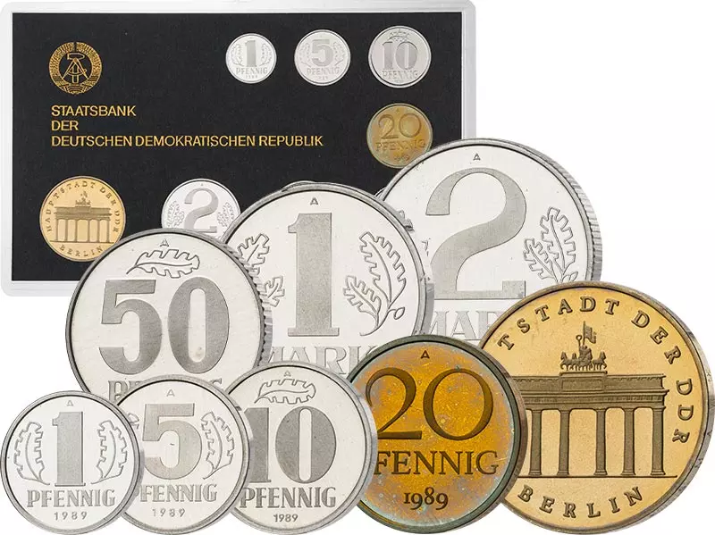 1 Pfennig - 5 Mark Kursmünzensatz DDR 1989 PP