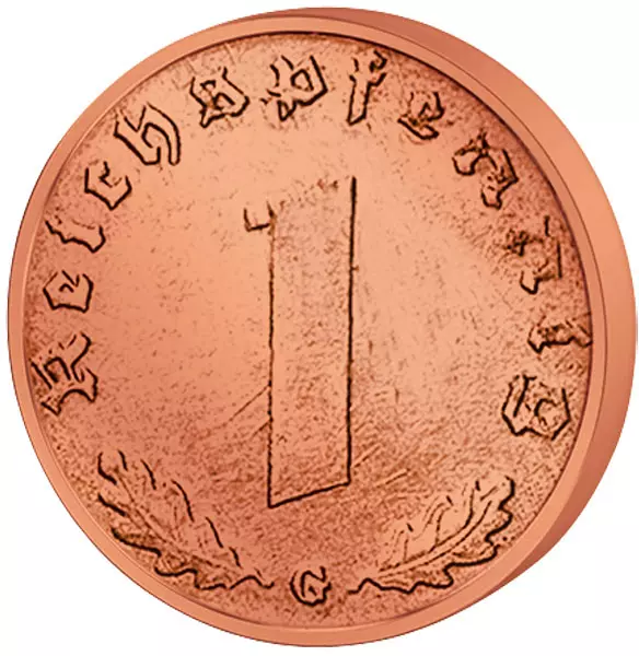 1 Reichspfennig Drittes Reich Hakenkreuz 1936-1940