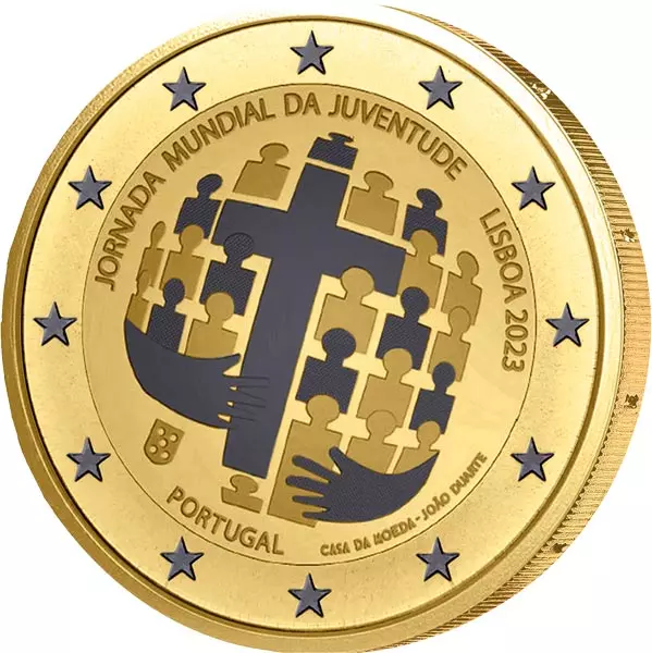 2 Euro Portugal Weltjugendtag 2023 Golden Enigma Reverse Edition