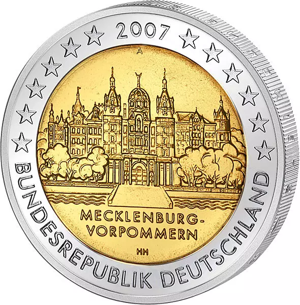 2 Euro BRD Mecklenburg-Vorpommern Schweriner Schloss 2007 prägefrisch