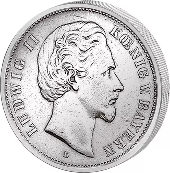 2 Mark Bayern König Ludwig II. 1876-1883 schön bis sehr schön