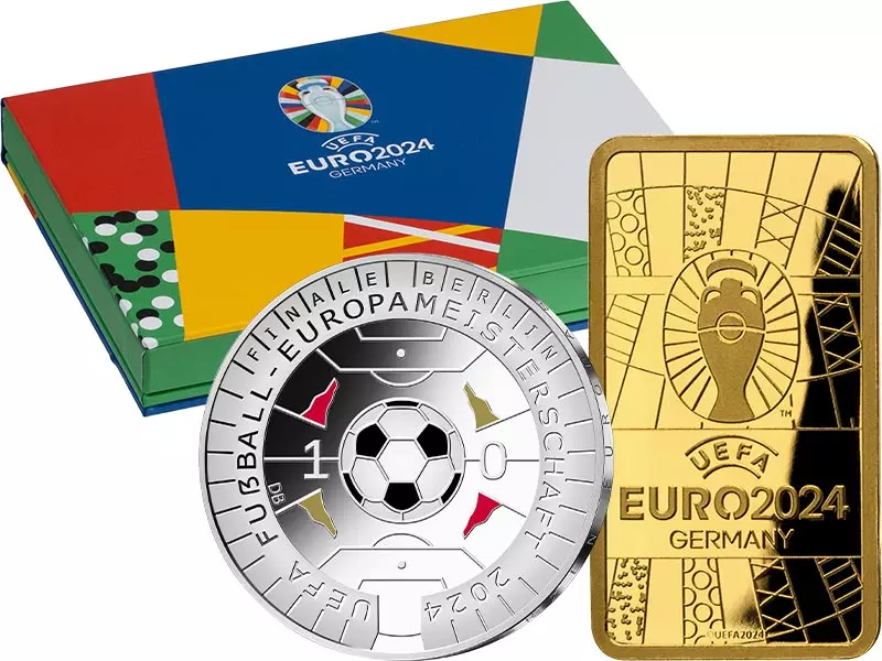 2er Set 10 Dollars Salomonen UEFA Trophy inklusive 11 Euro BRD Fußball-EM 2024