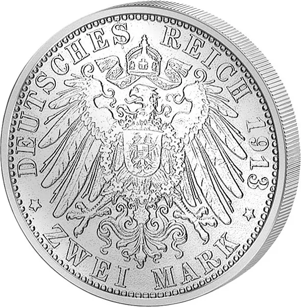 2 Mark Baden Großherzog Friedrich II. 1911-1913
