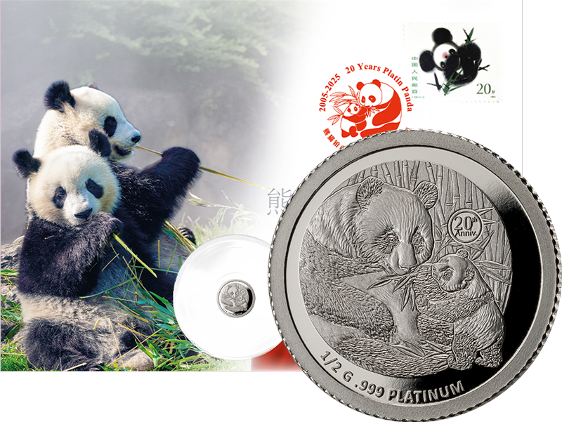 1.000 Francs Numisbrief Gabun 20 Jahre Platin Panda 2025
