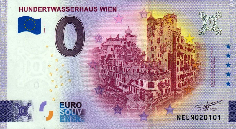 0-Euro-Banknote Österreich Das Hundertwasserhaus Wien 2024