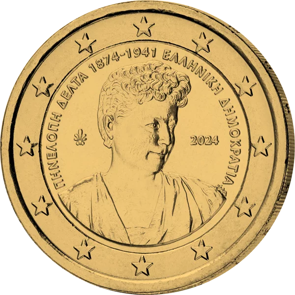 2-Euro-Gedenkmünze Griechenland 150. Geburtstag Penelope Delta 2024 vollvergoldete Premiumausgabe