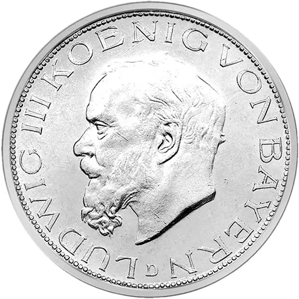 3 Mark Bayern König Ludwig III. 1914 vorzüglich