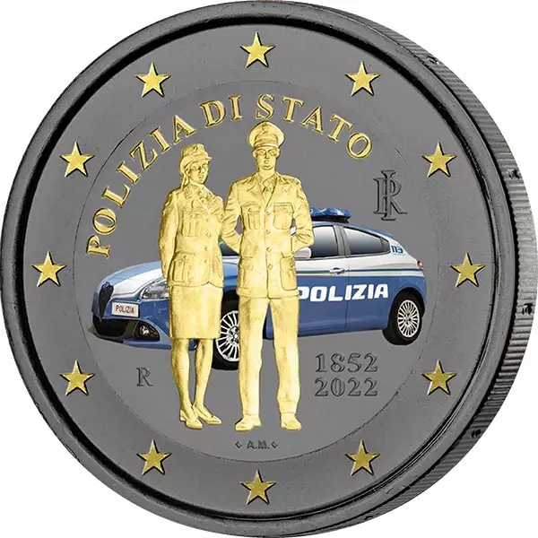 2 Euro Italien 170 Jahre Polizei 2022 Golden Enigma Edition