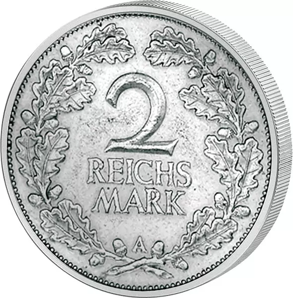 2 Reichsmark Weimarer Republik Eichenlaub 1925-1931