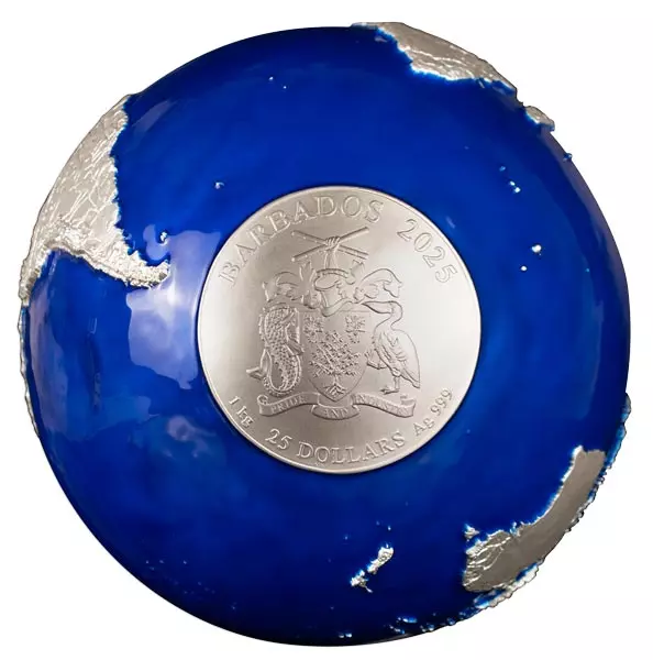 25 Dollars Barbados Blue Marble - Embrace the World 2025