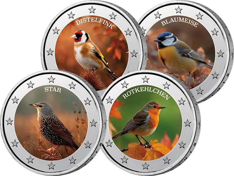 4 x 2 Euro Heimische Vogelarten