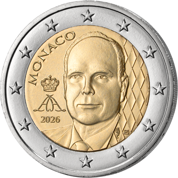 1 + 2 Euro Monaco Fürst Albert II. 2026