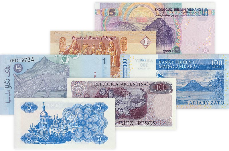 6er Set Banknoten Kultur und Natur, Papier