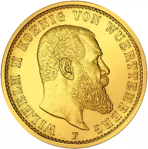 20 Mark Württemberg König Wilhelm II. 1894-1914 sehr schön bis vorzüglich 20 Mark Württemberg König Wilhelm II. 1894-1914 sehr schön bis vorzüglich