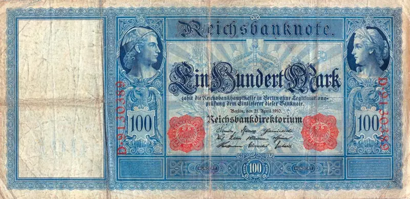 100 Mark Deutsches Kaiserreich Banknote Flottenschein 1910
