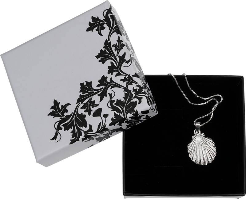 Kette mit Muschelanhänger, Halskette Silber-Halskette, Silber