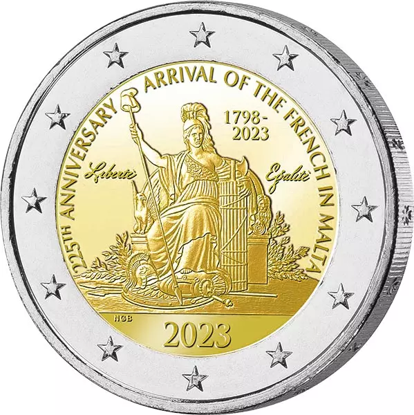 2 Euro Malta Napoleon Bonaparte und die Franzosen auf Malta 2023 in offizieller Coincard