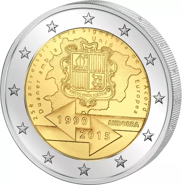 2 Euro Andorra 25 Jahre Zollunion mit der EU 2015
