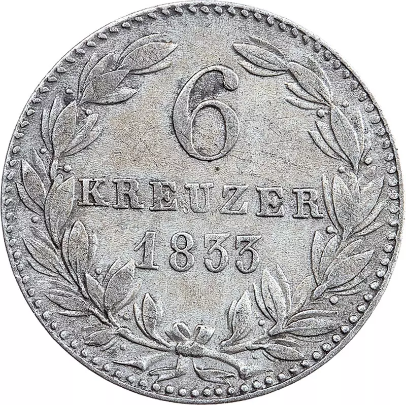 6 Kreuzer Nassau Herzog Wilhelm 1831 - 1837