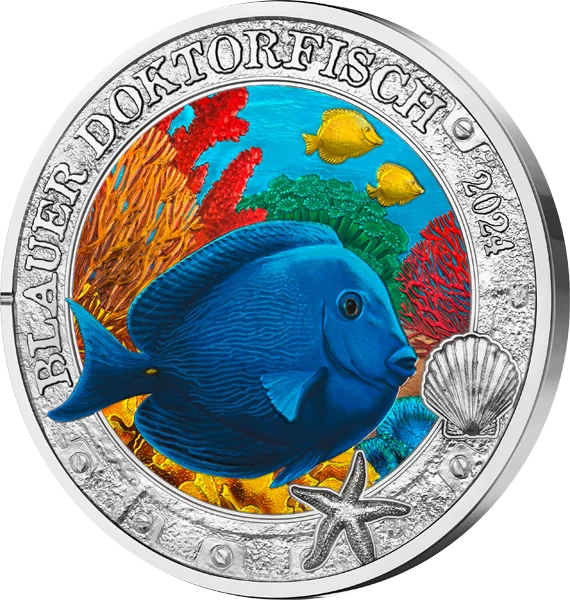 3 Euro Österreich Leuchtende Meereswelten - Blauer Doktorfisch 2024