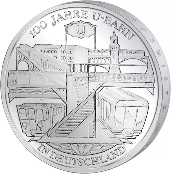 10 Euro BRD 100 Jahre U-Bahn in Deutschland 2002 Stempelglanz