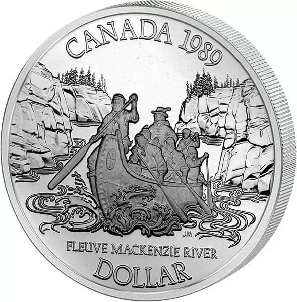 1 Dollar Kanada 200 Jahre Mackenzie River 1989 Polierte Platte