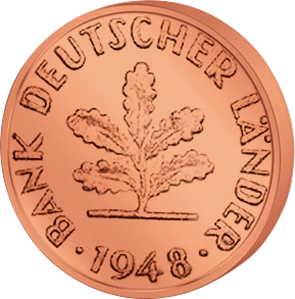 1 Pfennig BRD Eichenbäumchen 1948-1949
