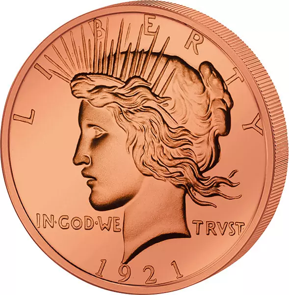 1 AVDP-Unze Kupfer Gedenkprägung Peace Dollar