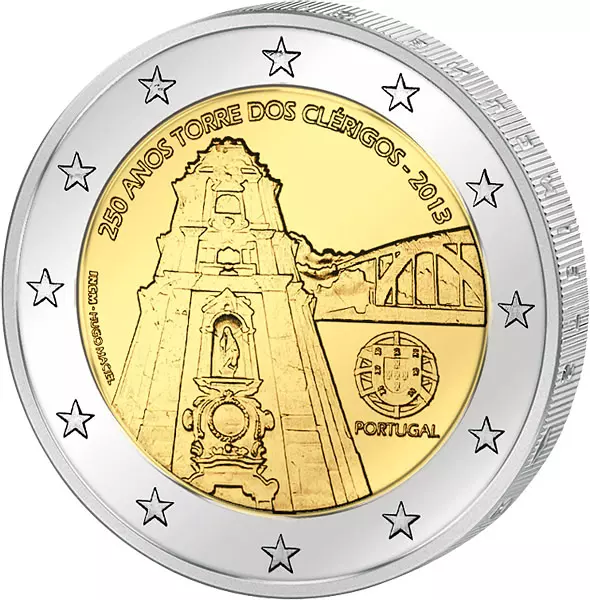 2 Euro Portugal 250 Jahre Glockenturm Clérigos 2013
