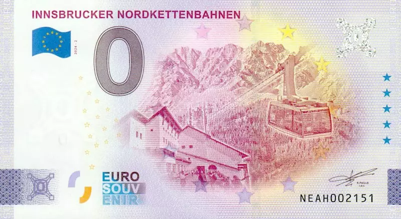 0-Euro-Banknote Österreich Innsbrucker Nordkettenbahnen 2024