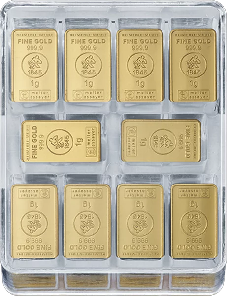 250 x 1 Gramm Goldbarren Heimerle & Meule Unity Box large