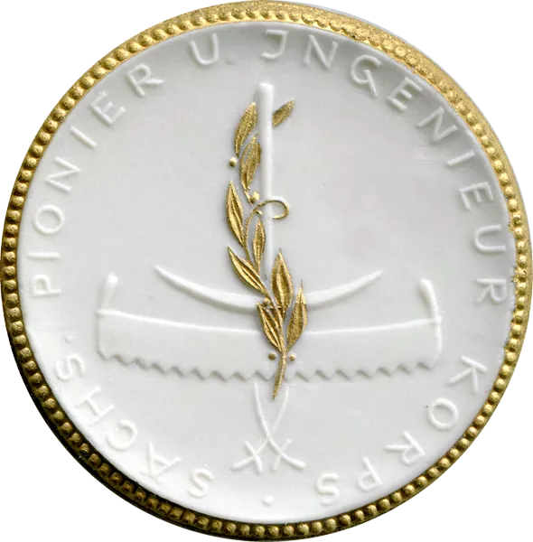 Porzellanmedaille Dresden Auf das 225-jährige Jubiläum des Pionier- und Ingenieur-Korps 1923